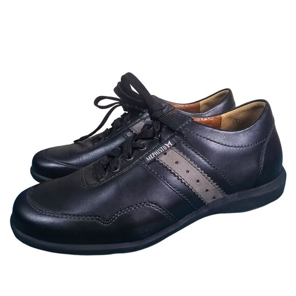 Mephisto Bonito Mens Air-Jet Black Casual Shoes Sz 7 US / 6 UK Black Leather